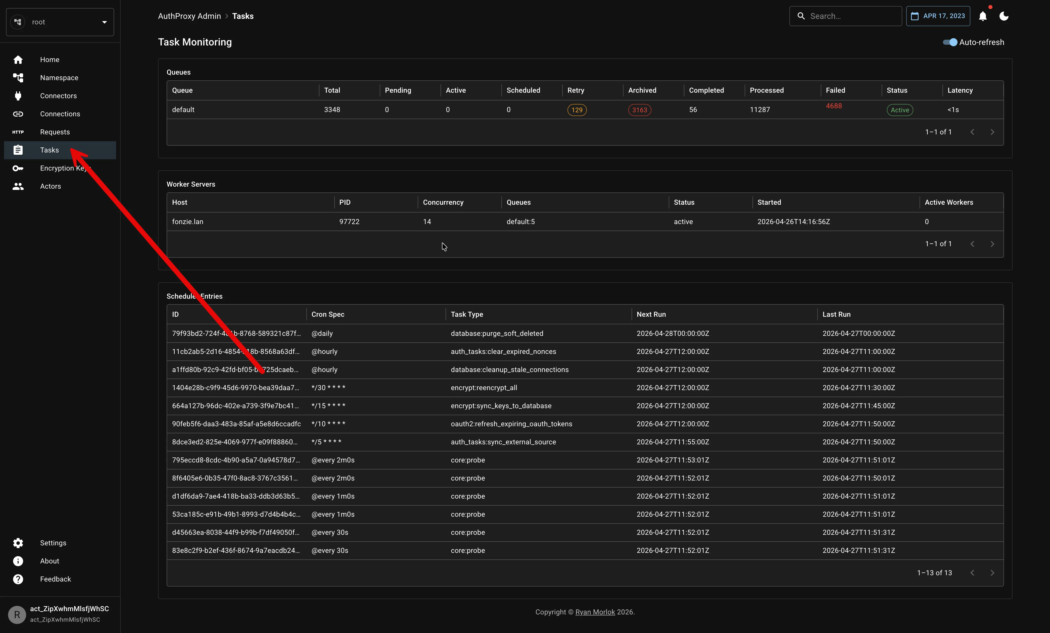 Background tasks in the Admin UI